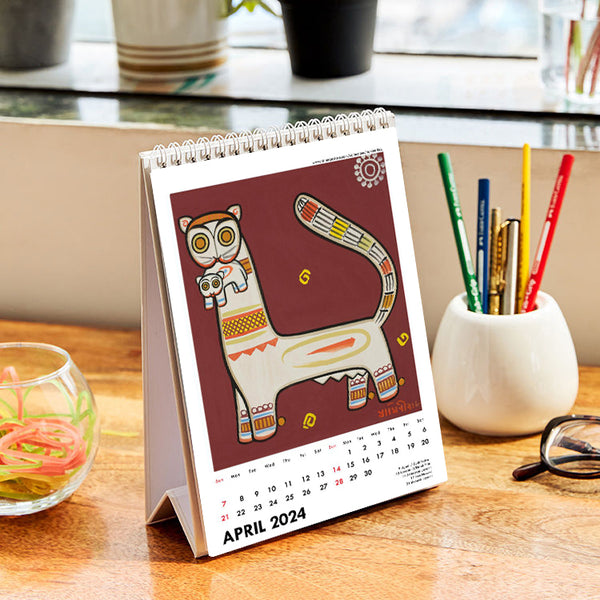 2024 Desk Calendar Art by Indian Masters Jamini Roy by Tallenge