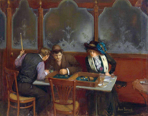 At The Cafe (Au Cafe) - Jean Beraud Painting - Life Size Posters