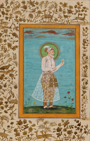 Aurangzeb - Provincial Mughal School -  Vintage Indian Miniature Art Painting - Life Size Posters by Miniature Vintage