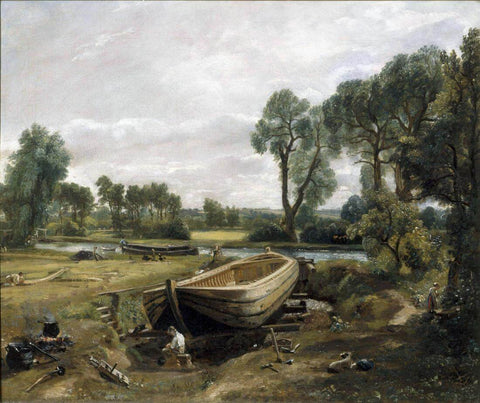 Boat Building Near Flatford Mill - John Constable - English Rural Idyllic Painting - Life Size Posters by John Constable