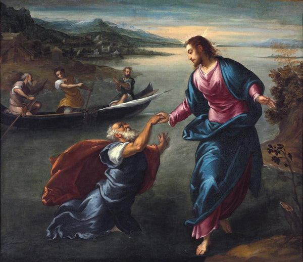 Christ And Saint Peter At The Sea Of Galilee - Scarsellino - Christian Art Painting - Posters