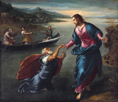 Christ And Saint Peter At The Sea Of Galilee - Scarsellino - Christian Art Painting - Life Size Posters