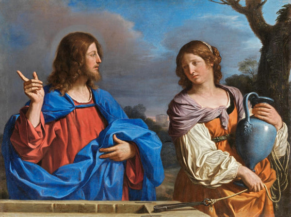 Christ and the Woman of Samaria at the Well c1640 - Guercino Giovanni Francesco Barbieri  - Vintage Christian Art Painting - Large Art Prints