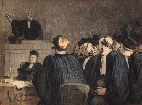 Court Scene (The Plea) - Honore Daumier - Lawyer Legal Office Art Painting - Life Size Posters by Honoré Daumier