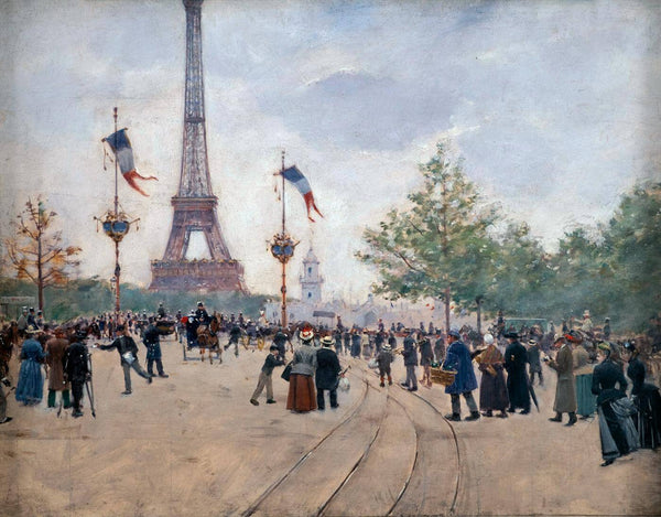 Entrance to the World Fair In Paris 1889 (Entrée De L'exposition Universelle) - Jean Beraud Painting - Framed Prints