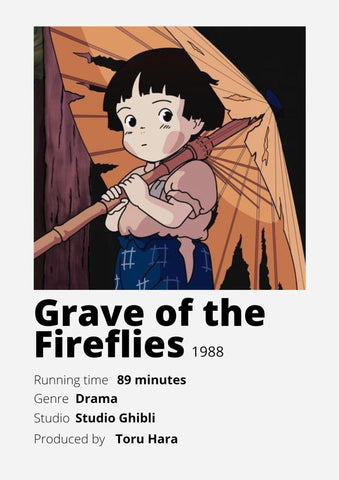 Grave Of The Fireflies - Studio Ghibli - Japanese Animated Movie Poster 2 by Tallenge