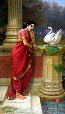 Hamsa Damayanti - Large Art Prints by Raja Ravi Varma