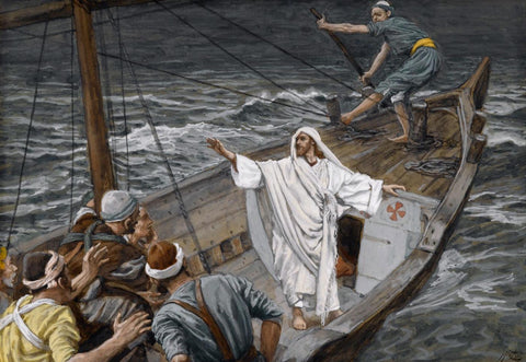 Jesus Stilling the Tempest - James Tissot - Christian Art Painting - Art Prints