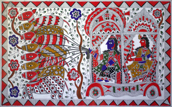 Krishna Arjun - Indian Folk Art