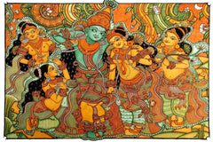 Krishna and Radha - Kerala Mural Painting