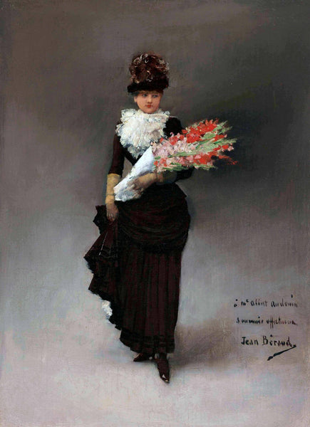 Lady With A Flower Bouquet (Femme Au Bouquet De Fleurs) - Jean Beraud Painting - Life Size Posters