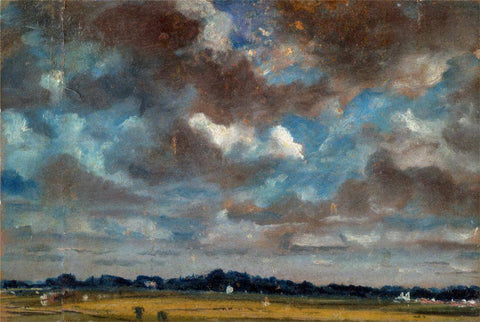 Landscape  With Grey Clouds - John Constable - English Countryside Painting - Art Prints