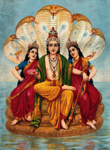 Laxmi Devi and Earth Goddess Bhumi, Wives of Vishnu - Posters