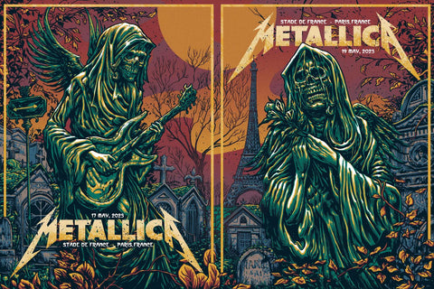 Metallica - Live In Paris France 2023 - Rock and Metal Music Concert Poster by Tallenge Store