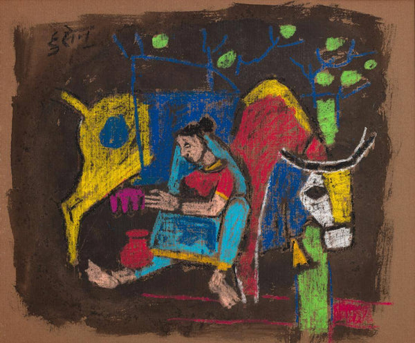 Milkmaid - Maqbool Fida Husain Painting - Posters