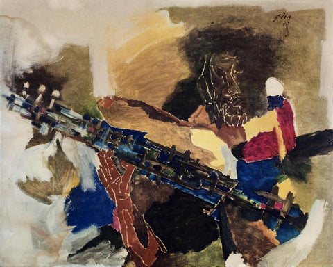 Mosaic Of Music - M F Husain Painting - Canvas Prints