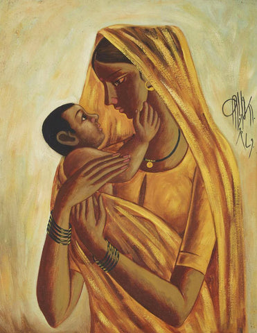 Mother And Child - B Prabha Painting - Indian Masters Art - Posters