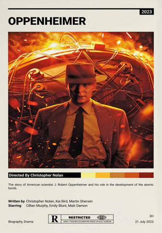 Oppenheimer - Cillian Murphy - Christopher Nolan - Hollywood Movie Minimalist Poster by Tallenge