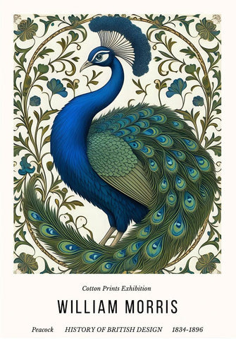 Peacock - William Morris Exhibition Poster - Vintage Naturalistic Wildlife Design Wall Art by William Morris