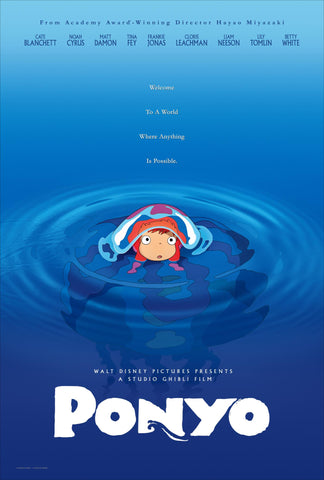 Ponyo - Hayao Miyazaki - Studio Ghibli - Japanese  Animation Movie Poster - Framed Prints