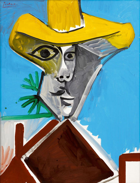 Portrait Of A Man In Yellow Hat - Pablo Picasso Painting - Posters