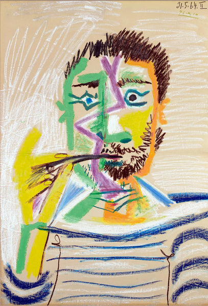 Portrait Of A Man With A Cigarette (Buste Homme A La Cigarette) - Pablo Picasso Painting - Canvas Prints