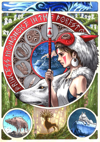 Princess Mononoke - Studio Ghibli - Fan Art Poster - Large Art Prints by Tallenge