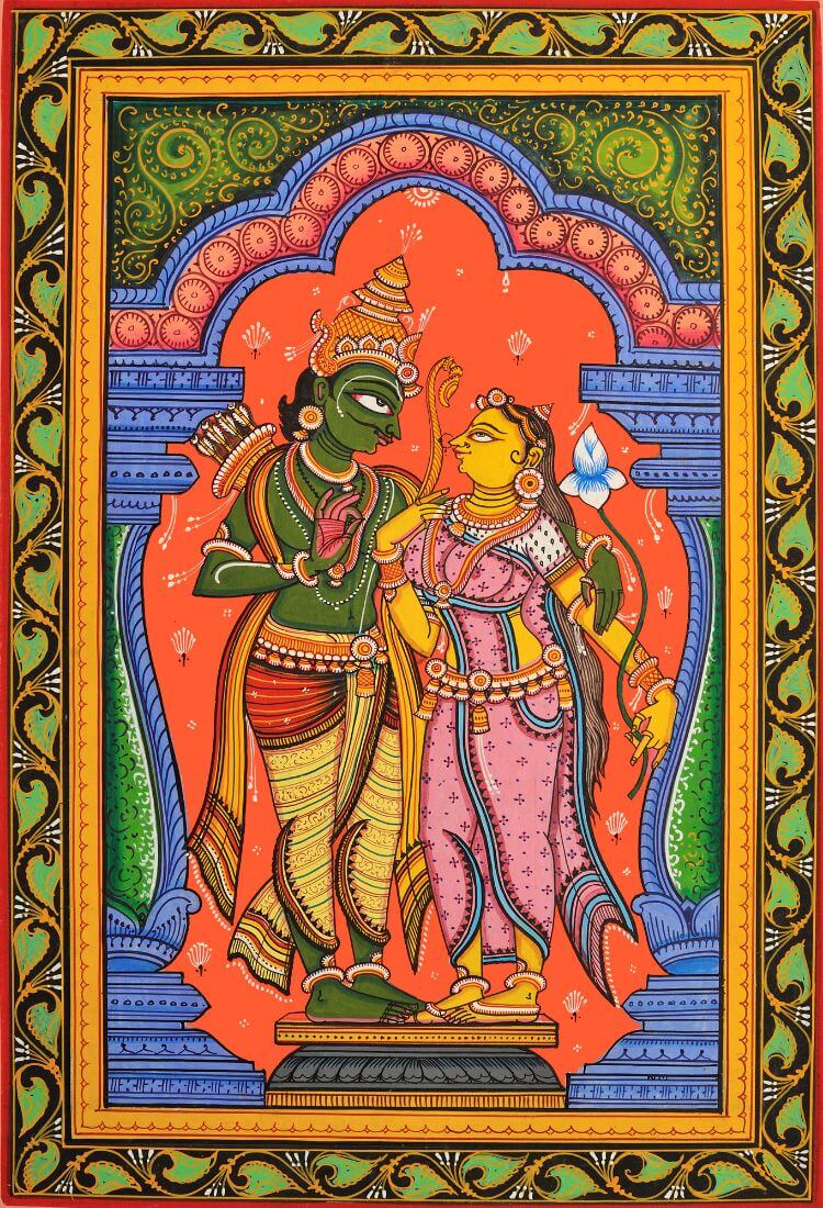 Buy Ram, Sita, Lakshman - Bengal Patachitra Painting - A3 Size