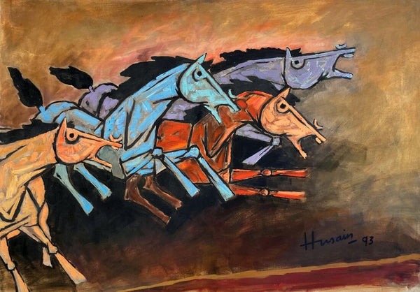 Running Horses 1993 - M F Husain - Posters