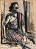 Seated Woman - Sailoz Mookherjea - Bengal School Art - Indian Painting - Framed Prints