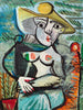 Seated Woman With A Hat (Femme Au Chapeau Assise) - Pablo Picasso Painting - Canvas Prints