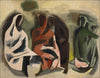 Seated Women - Maqbool Fida Husain Figurative Painting - Life Size Posters