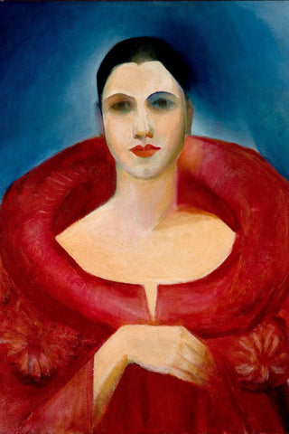 Self Portrait In Red Coat (Auto-retrato Manteau rouge) - Tarsila do Amaral - Portrait Painting - Canvas Prints