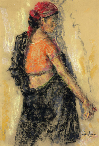 Standing Lady - Sailoz Mookherjea - Bengal School Art - Indian Painting - Canvas Prints