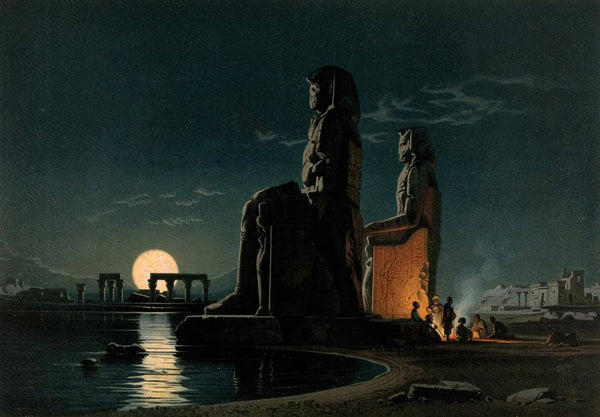 The Colossi Of Memnon At Thebes (1878) - Carl Friedrich Heinrich Werner - Vintage Orientalist Painting Of Egypt - Framed Prints