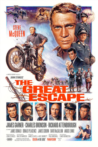 The Great Escape - Steve McQueen -  Hollywood Classic War Movie Vintage Poster - Large Art Prints by Kaiden Thompson