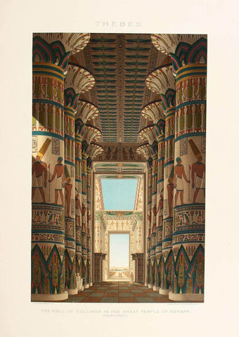 The Hall Of Columns In The Temple of Karnak (Restored) - Orientalist Painting Of Egypt by Tallenge