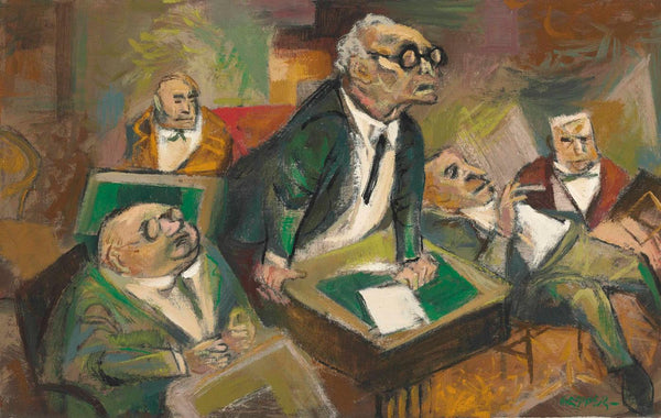 The  Hearing  - William Gropper - Lawyer Legal Office Art Painting - Life Size Posters