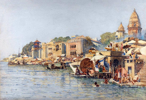 The River Ganges in Benares - Robert Weir Allan RSA c1900 - Vintage Painting Of India - Large Art Prints by Robert Weir Allan