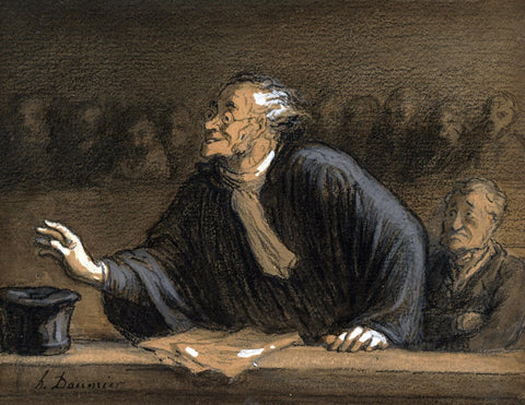 The Skillful Defender - Honore Daumier - Lawyer Legal Office Art Painting - Life Size Posters by Honoré Daumier