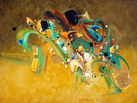 Untitled 84 - Ismail Gulgee - Calligraphic Action Painting by Ismail Gulgee