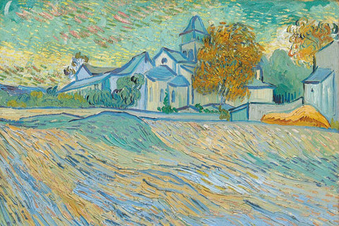 View Of The Asylum And The Chapel of Saint-Rémy - Vincent van Gogh - Large Art Prints by Vincent Van Gogh