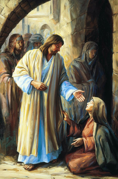 Woman Touching The Hem Of The Robe Of Jesus Christ  - Catholic Art Christian Painting - Posters