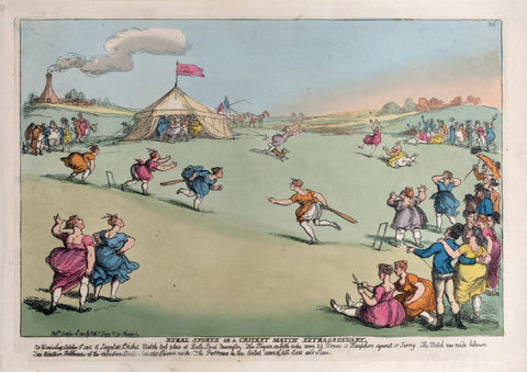 Womens Cricket Match Extraordinary - Thomas Rowlandson - 19th Century Aquatint Painting - Sports Memorabilia - Posters