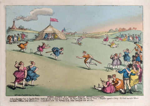 Womens Cricket Match Extraordinary - Thomas Rowlandson - 19th Century Aquatint Painting - Sports Memorabilia by Tallenge Store