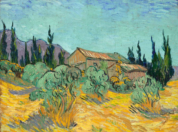 Wooden Huts Among Olive Trees And Cypresses - Vincent van Gogh - Impressionist Painting - Canvas Prints