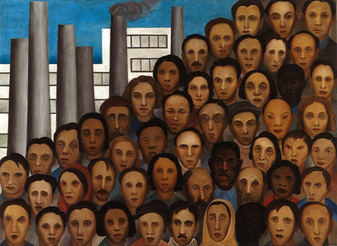 Workers (Operários) - Tarsila do Amaral - Modern Art Painting by Tallenge Store