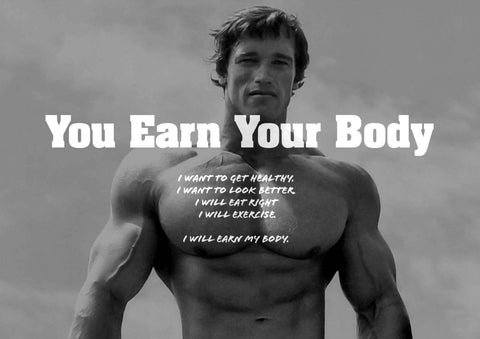 You Earn Your Body - Arnold Schwarzenegger - Mr Olympia - Motivational Poster - Posters