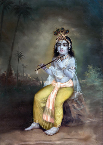 Young Krishna With Flute - Ustad Allah Bux - Bengal School Painting - Posters