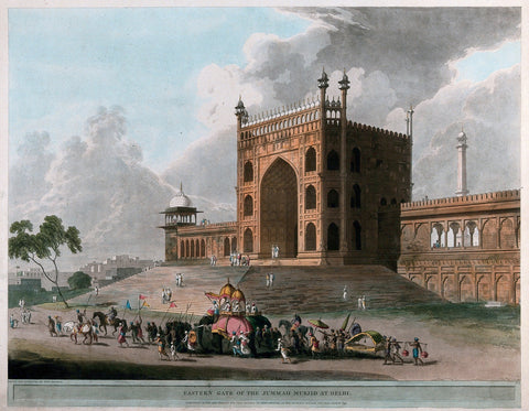 Eastern Gate of the Jama Masjid Delhi - William Daniell - Vintage Orientalist Aquatint of India - Life Size Posters by William Daniell